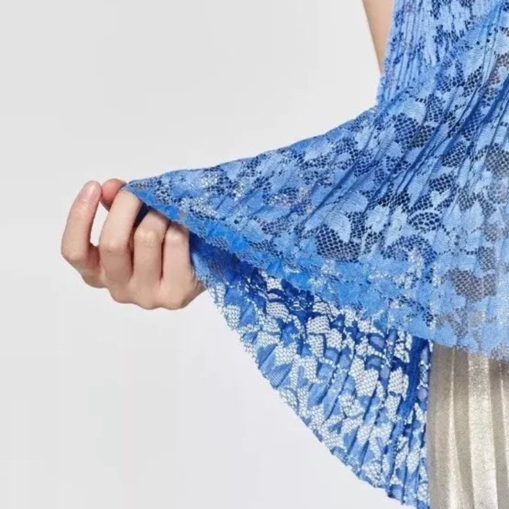 New ZARA Women’s Blue Spaghetti Strap Lace Top - Picture 3 of 6